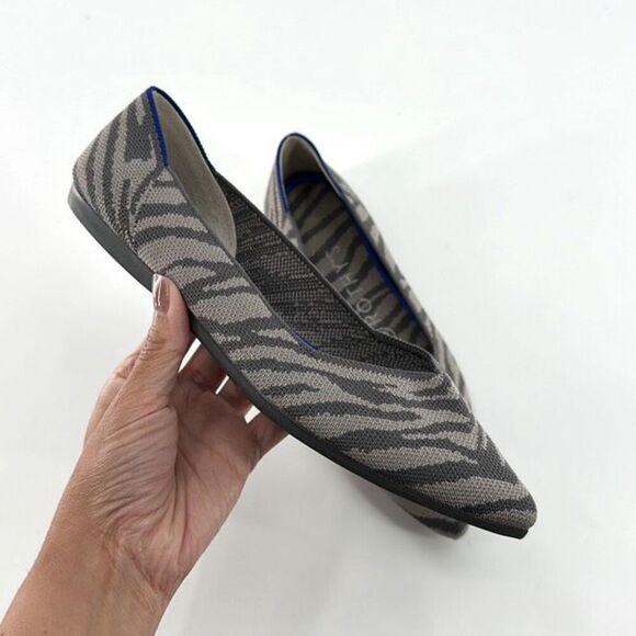 Rothy’s Womens The Point Gray Zebra Pointed Flats Shoes Size W6.5 - Picture 7 of 7